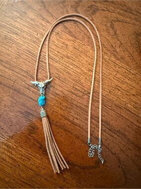 Boho Turquoise Tassel Suede Necklace - Brand